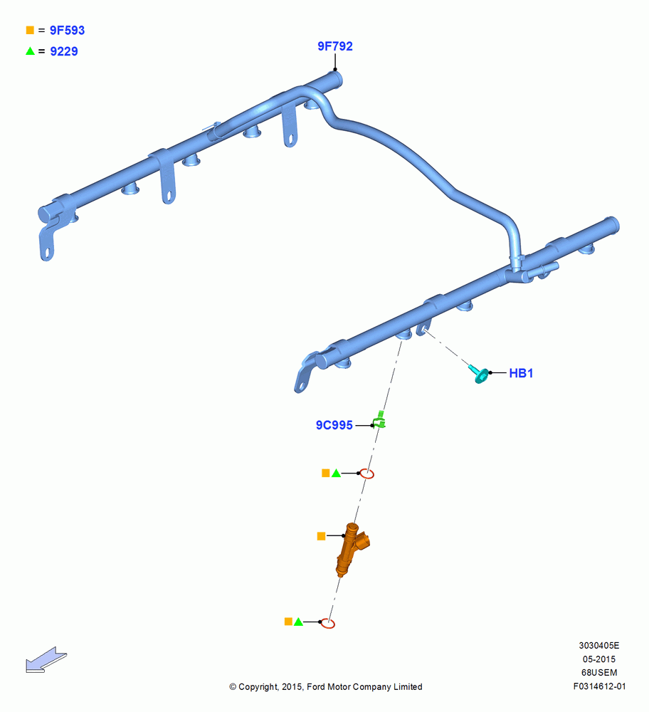 05E - Fuel Injectors and Pipes, 6.8L Gas EFI V10; 13/JUL/2015