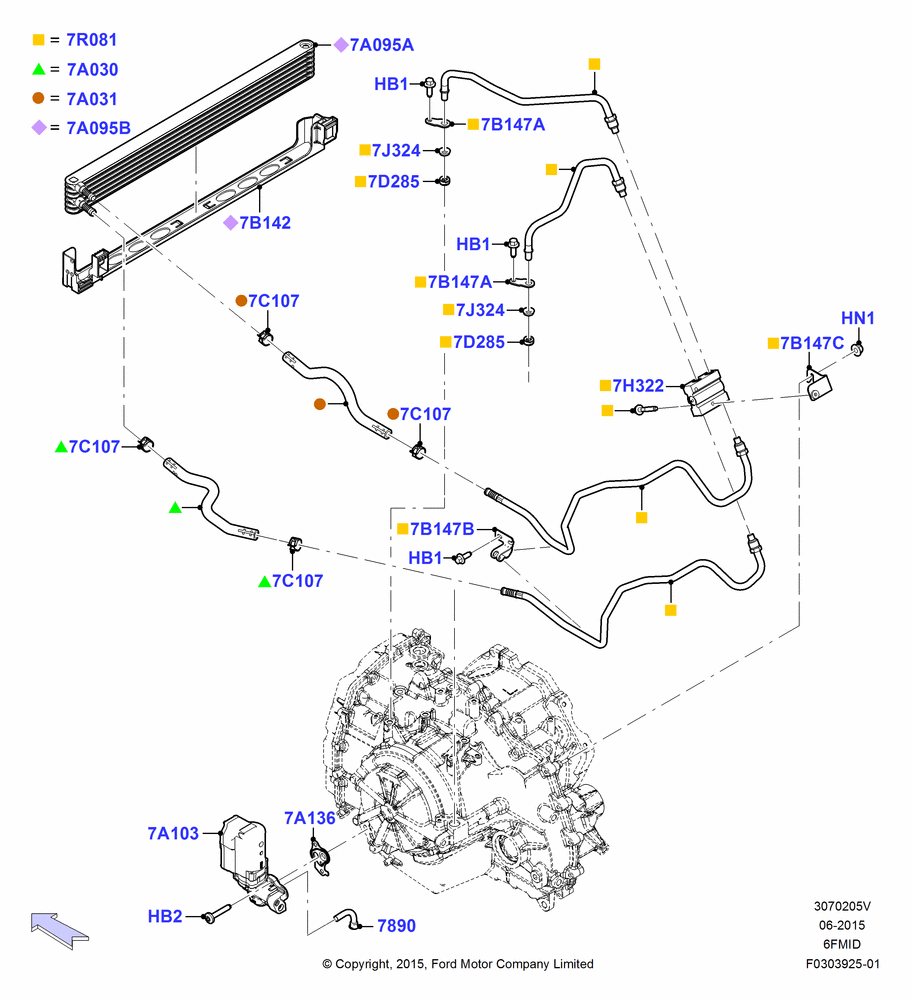 05V - Transmission Cooling Systems, 6 Speed Auto Trans 6F15; 08/SEP/2015-04/MAY/2018