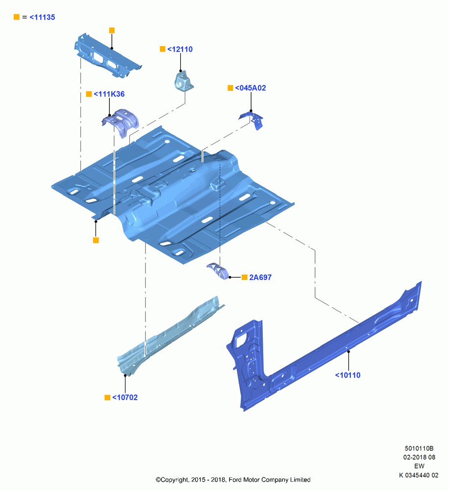 10B - Floor Pan - Front, (+) "CDN/MEX/PR/USA"; 04/JAN/2016