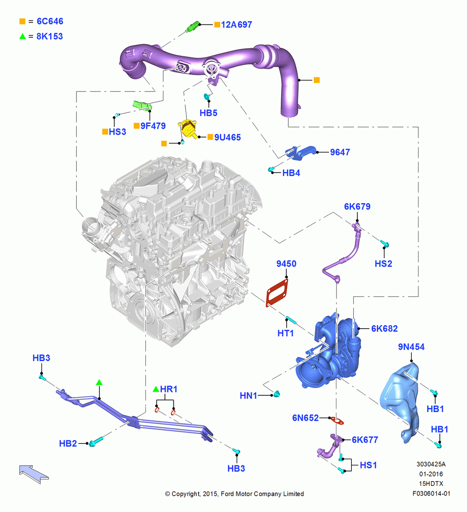25A - Turbocharger, 1.5L EcoBoost 16V (180PS); 21/MAR/2016-13/AUG/2019