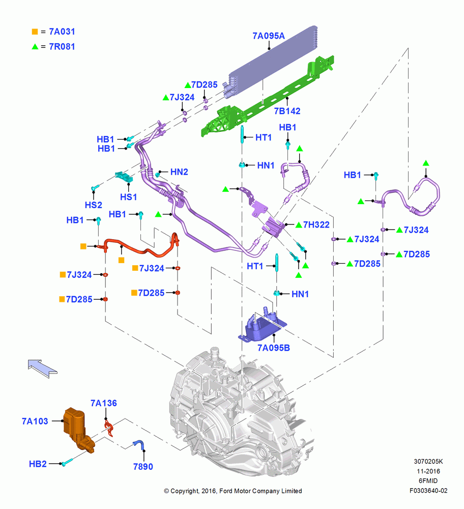 Transmission Cooling Systems, 1.5L EcoBoost 16V (180PS), 6 Speed Auto Trans 6F Mid-Range, 2.0L EcoBoost (240PS)