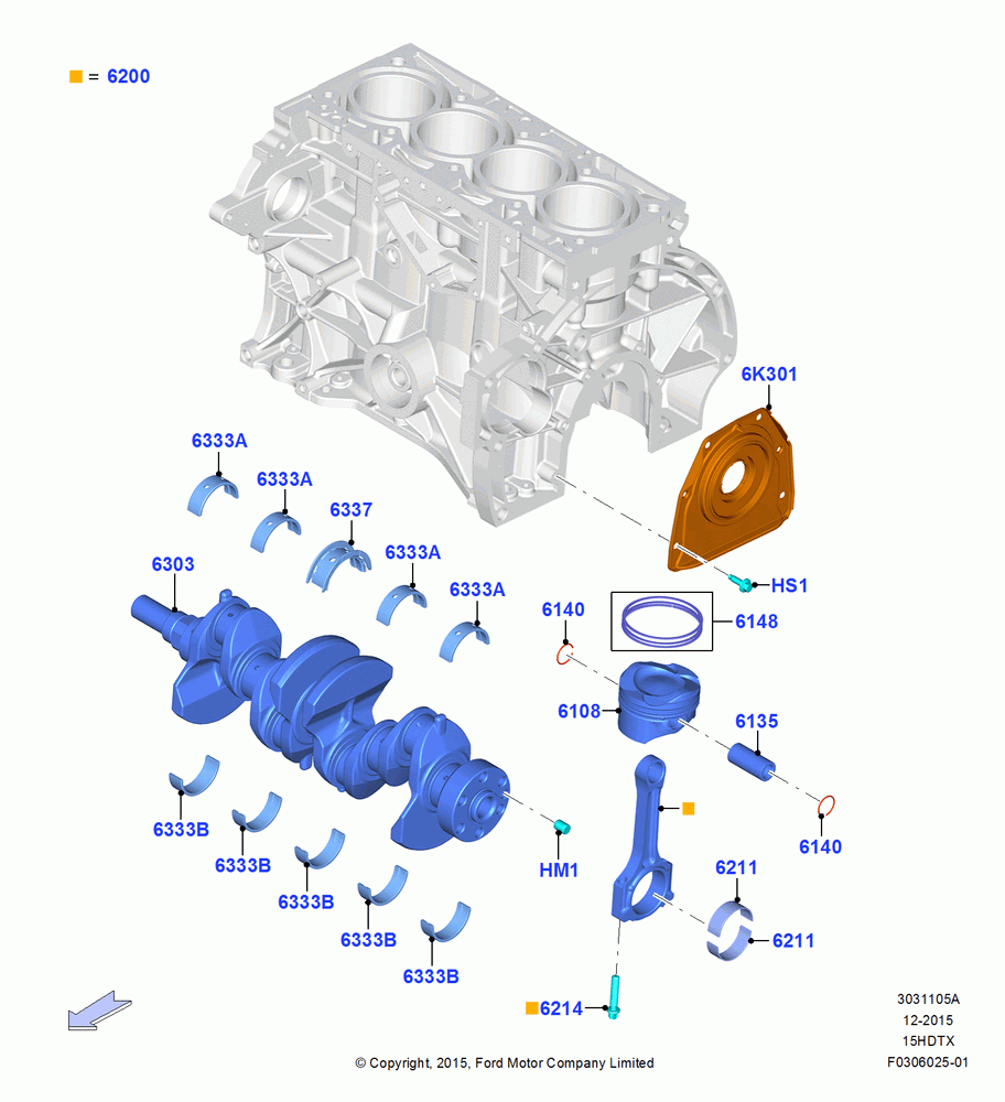 05A - Crankshaft/Pistons and Bearings, 1.5L EcoBoost 16V (180PS); 21/MAR/2016-13/AUG/2019
