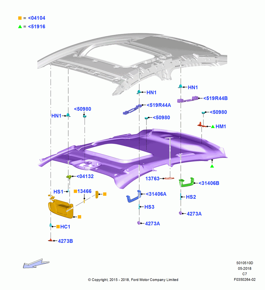 10D - Headlining and Sun Visors, Power Tilt/Slide Sun Roof; 04/APR/2016