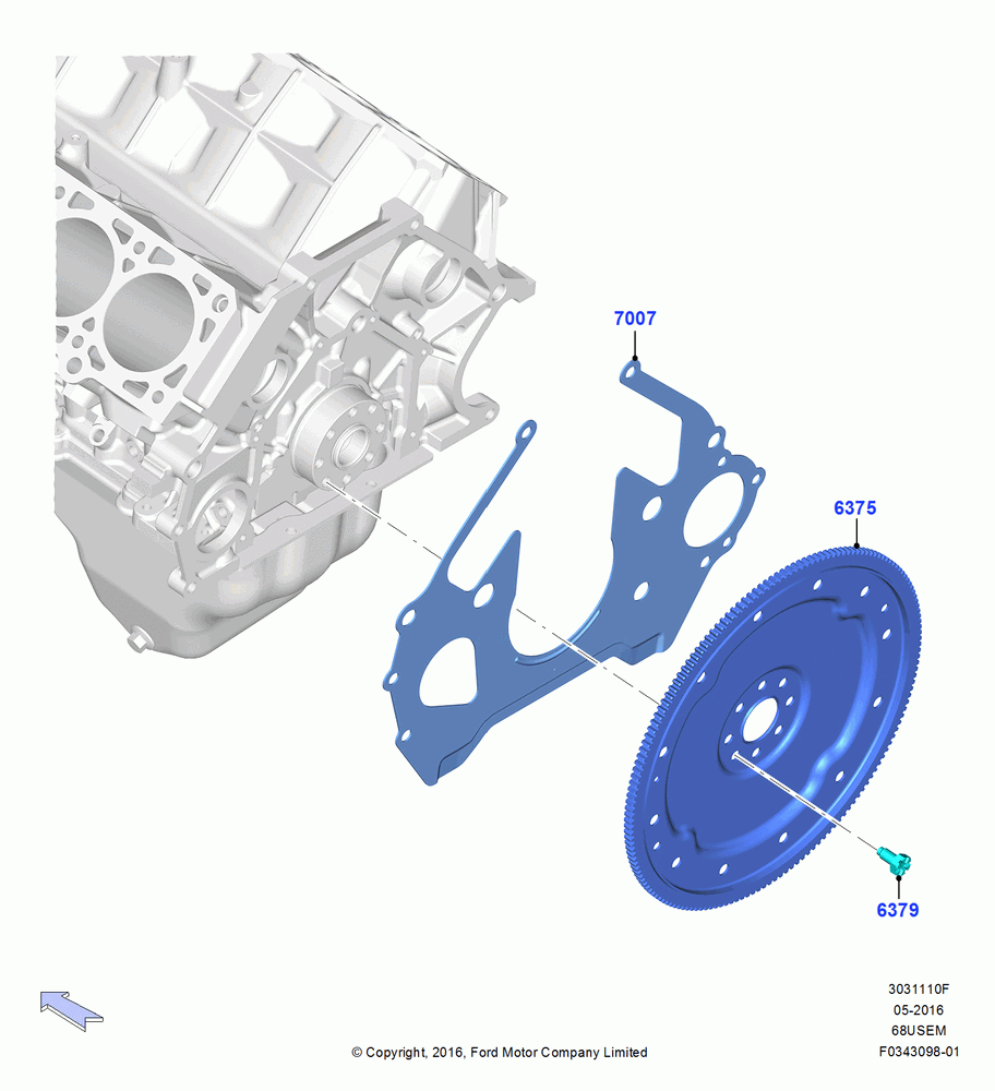 10F - Flywheel, 6.8L Gas EFI V10; 11/JUL/2016