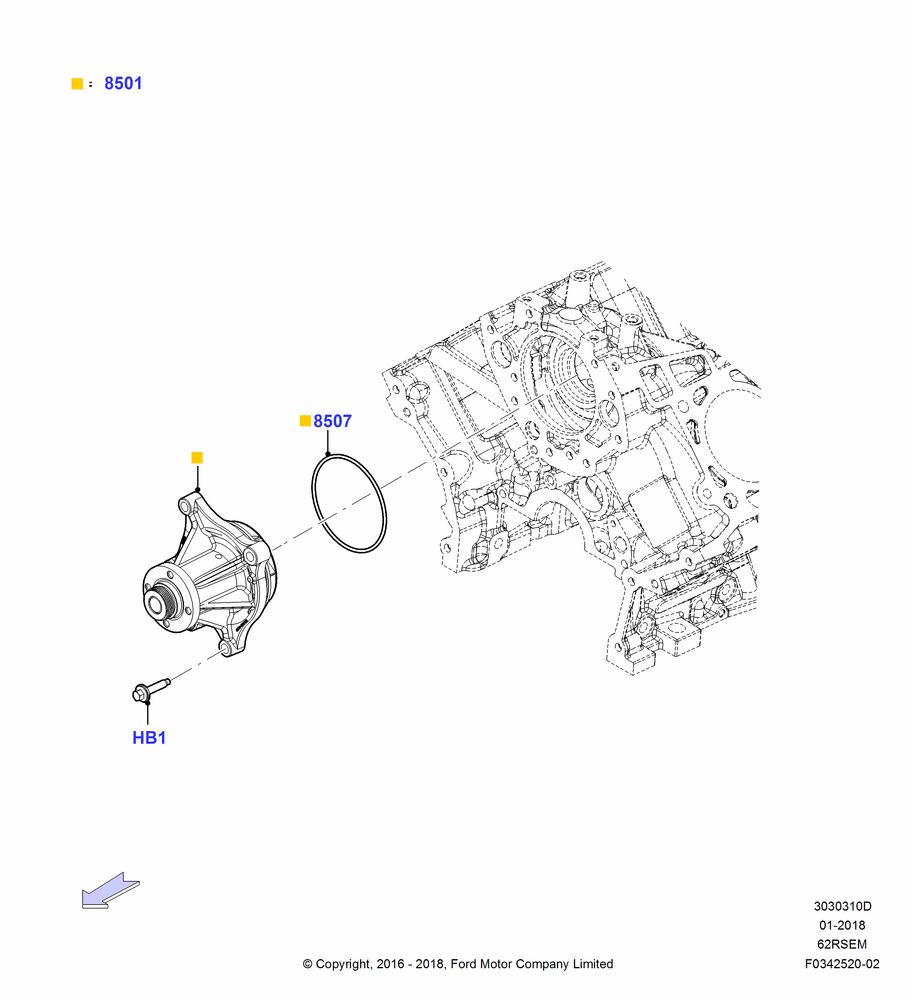 Water Pump, 6.2L 16V OHC NA V8 Gas