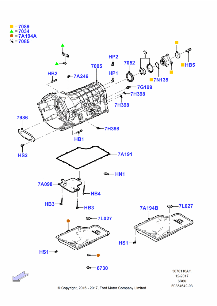 10AQ - Transmission External Components, Less Transmission Power Take Off, 6 Speed Auto Transmission (6R140), Fixed Flange; 11/JUL/2016