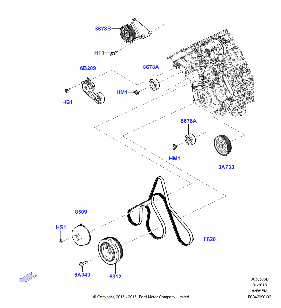 Pulleys and Drive Belts, 6.2L 16V OHC NA V8 Gas