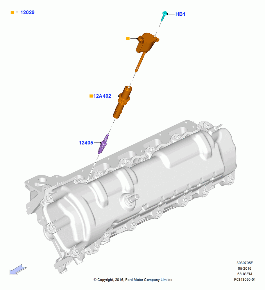 05F - Ignition Coil and Wires/Spark Plugs, 6.8L Gas EFI V10; 11/JUL/2016