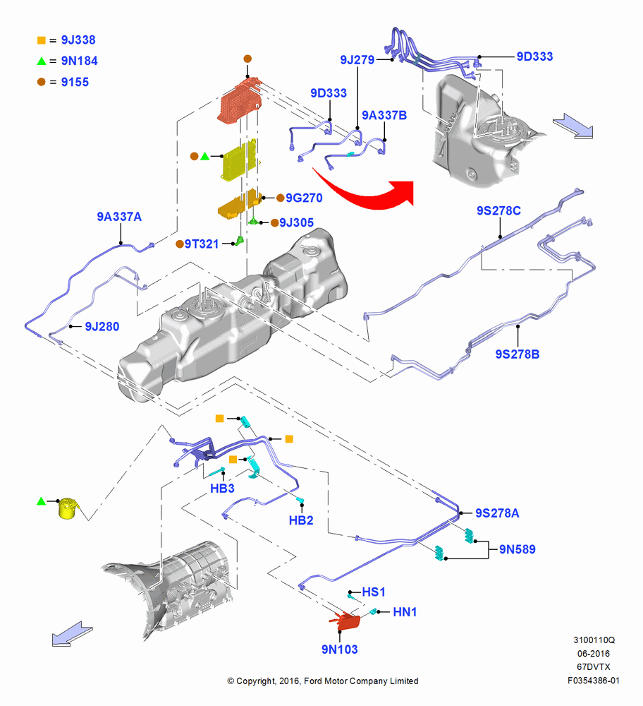 10Q - Fuel Lines, 6.7L 4V V8 T/C Diesel, With Aft-Of-Axle/Mid-Ship Fuel Tank, Body; 11/JUL/2016-04/NOV/2019