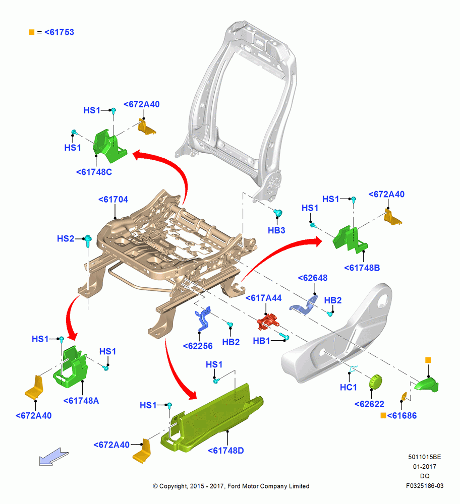 15BE - Front Seat Base, With Pass. 4 Way Manual Seat Adjust; 04/JAN/2016