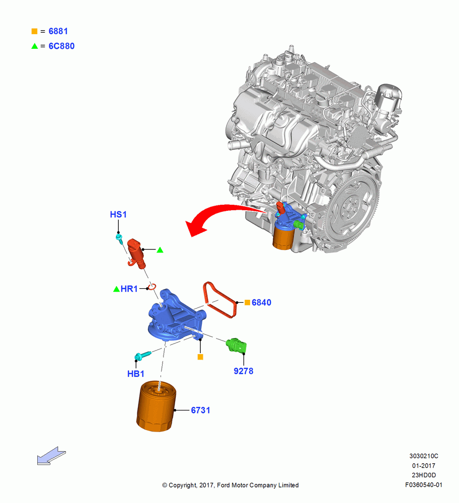 10C - Oil Cooler and Filter, 2.3L EcoBoost; 30/NOV/2015-03/MAR/2019