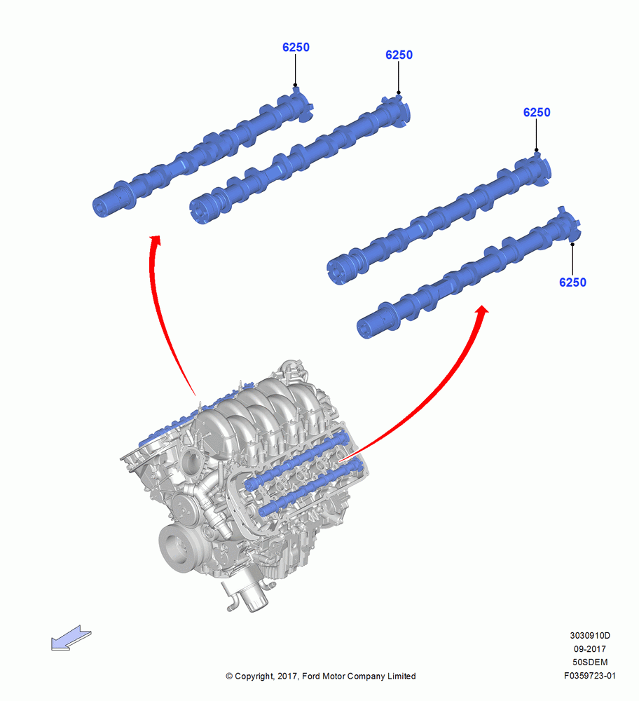 Camshaft, 5.0L V8 32V DOHC EFI Modular, MOD 5.0L-4V DOHC SEFI NA