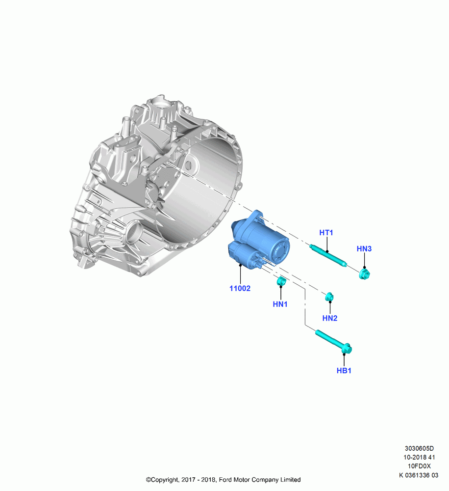 05D - Starter Motor, 1.0L EcoBoost 120PS/125PS/140PS, (+)"ASM/FNA/GU/MEX/MPS/SN/PR/VIR"; 11/SEP/2017