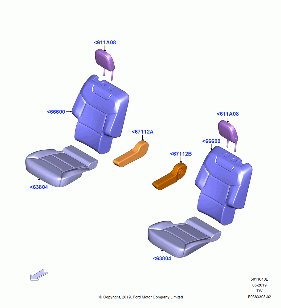 40E - Rear Seat Covers, Second Row Quad Seating; 06/MAY/2019