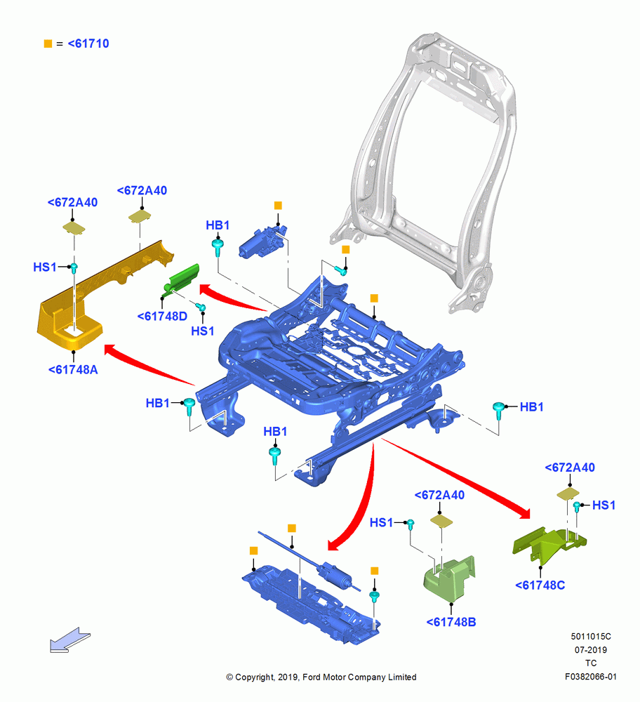15C - Front Seat Base, With Pass 6 Way Power Seat Adjuster; 19/AUG/2019