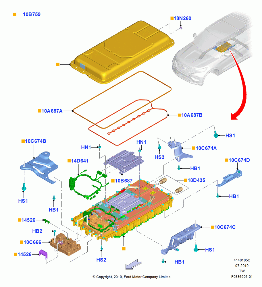05C - Battery and Mountings, 3.3L D4 G DI TIVCT NA Upgrade, High Voltage Battery; 06/MAY/2019