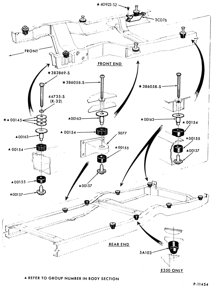 EXHAUST-Frame - body to frame mounts-E150/350
