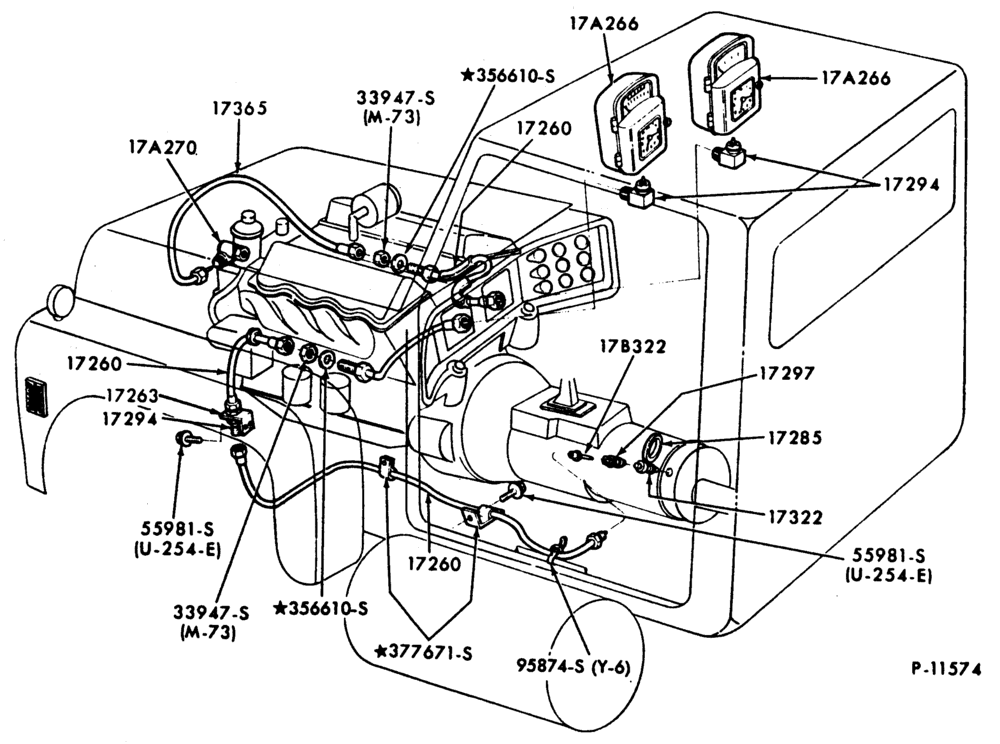 175 - SPEEDOMETER & TACHOMETER CABLES-Speedometer & tachometer cables-8 cyl. 522, 573 Cat. diesel-F600/800