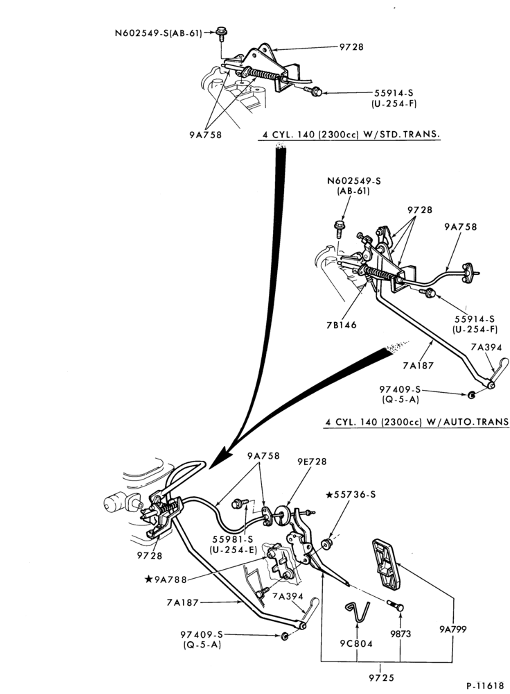 97 - 4 CYL. 2.3L (140 C.I.D.)-Accelerator linkage