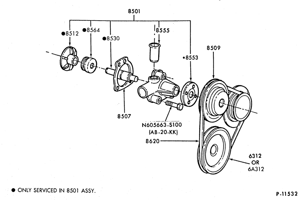 80 - RADIATOR, GRILL AND COOLING-WATER PUMP- 4 cyl. 140 (2300cc)