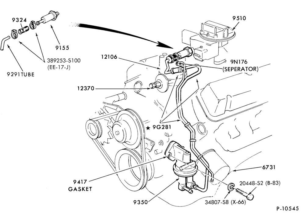93 - 6 CYL. 3.0L (183 C.I.D.)-(gas line)-filter