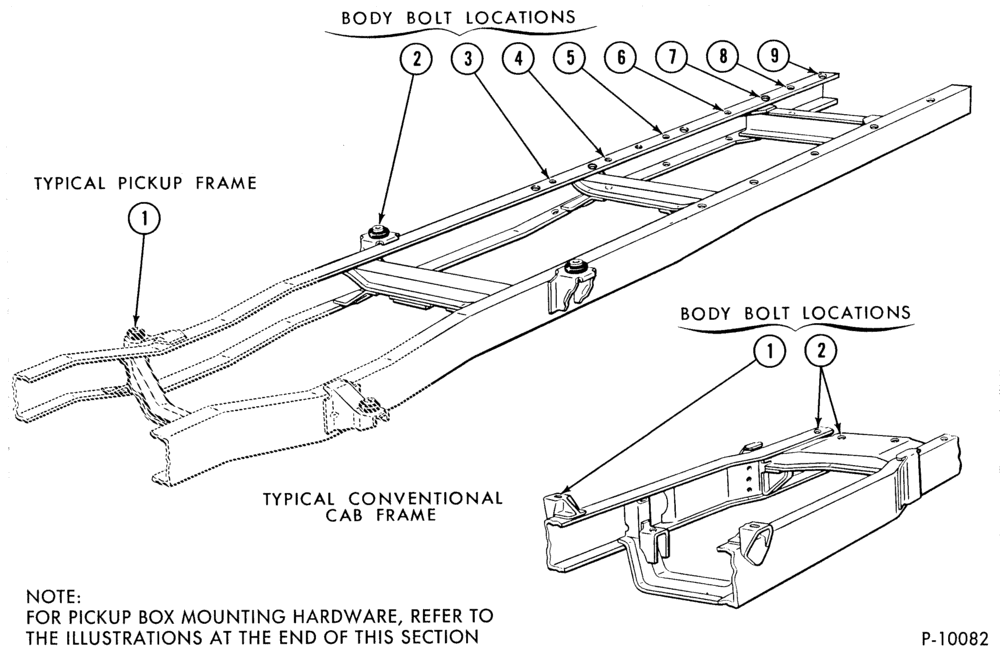 100 - BODY BOLT CHART BODY BOLT LOCATION NO. 2 - CAB REAR