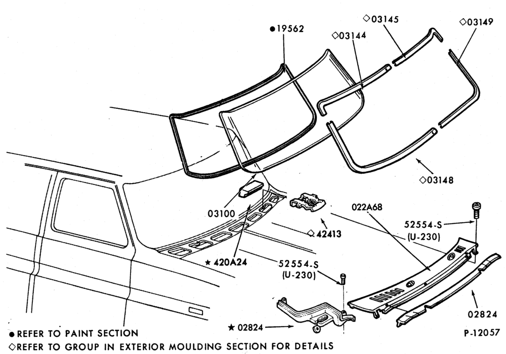 030 - CONSOLE, DASH, WINDSHIELD-Windshield parts & vent - upper-E150/350