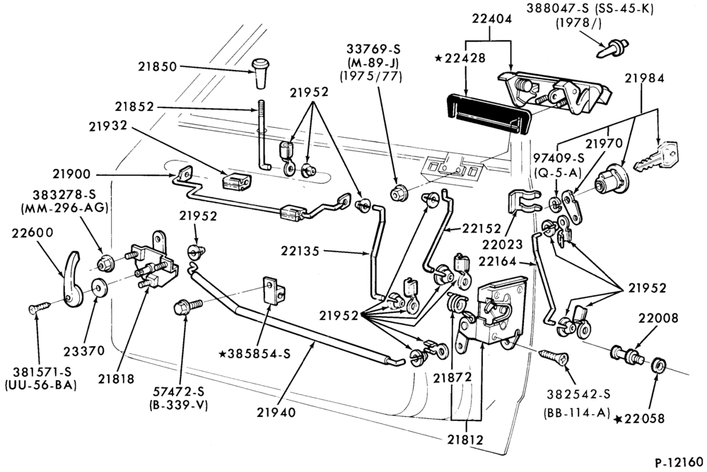 230.1 - BODY SIDES AND QUARTER-Handles and latch parts (front door)   - manual - body type 66