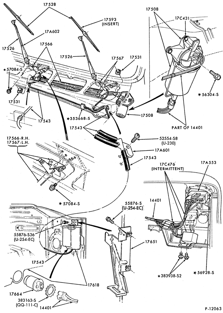 175 - WIPERS & WASHERS-Windshield wiper & washer parts-E150/350