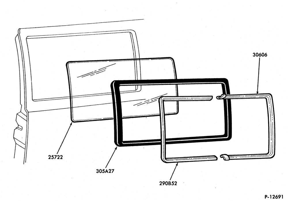 200 - DOORS AND WINDOWS-Side door window parts (stationary)-All-w/sliding doors