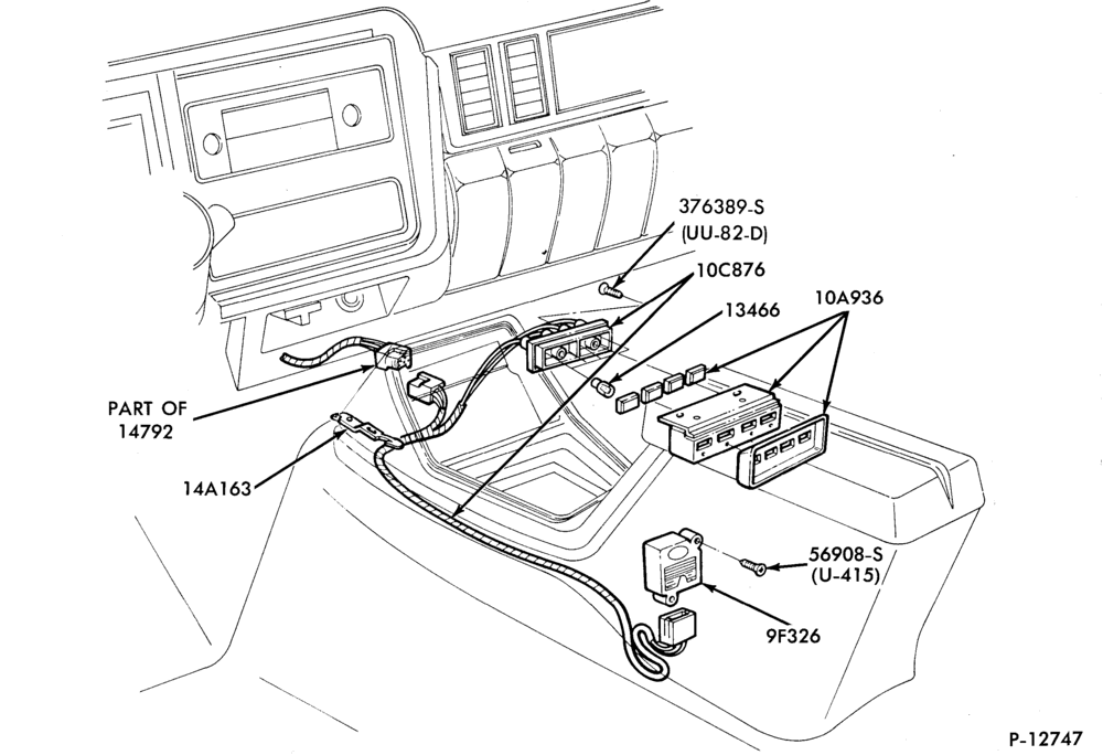 106.1 - STARTER, IGNITION AND HEADLAMP SWITCHES-Warning indicator panel - console