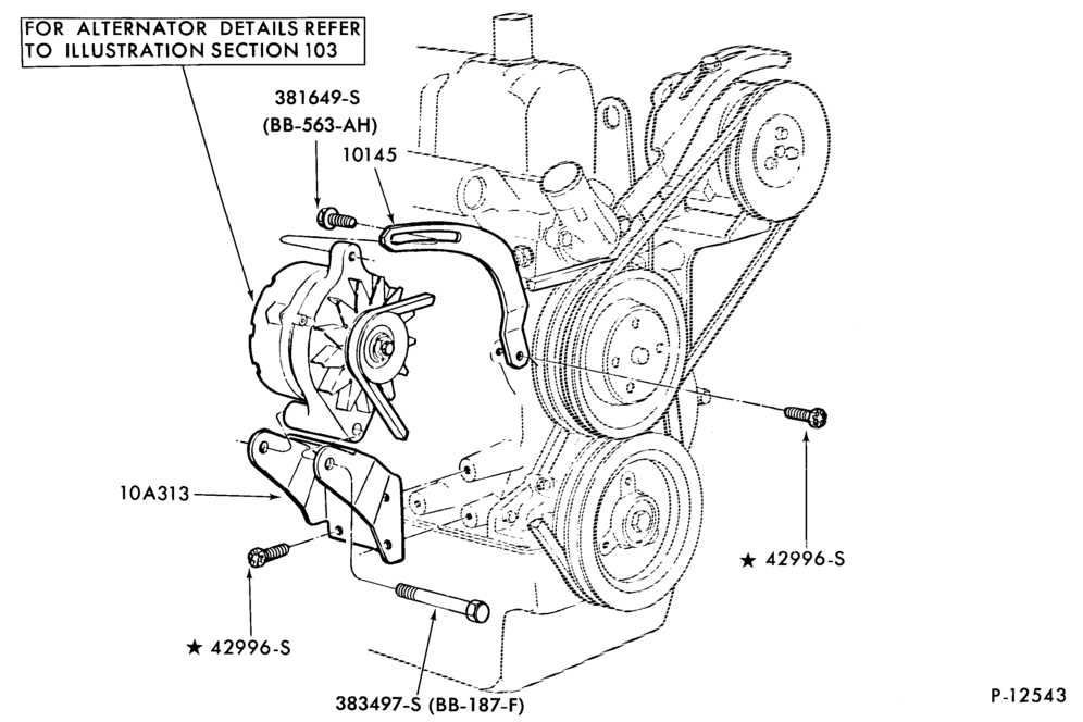 103.1 - DISTRIBUTOR AND IGNITION SYSTEM-Alternator mounting brackets - 6 cyl. 200 (3.3L)