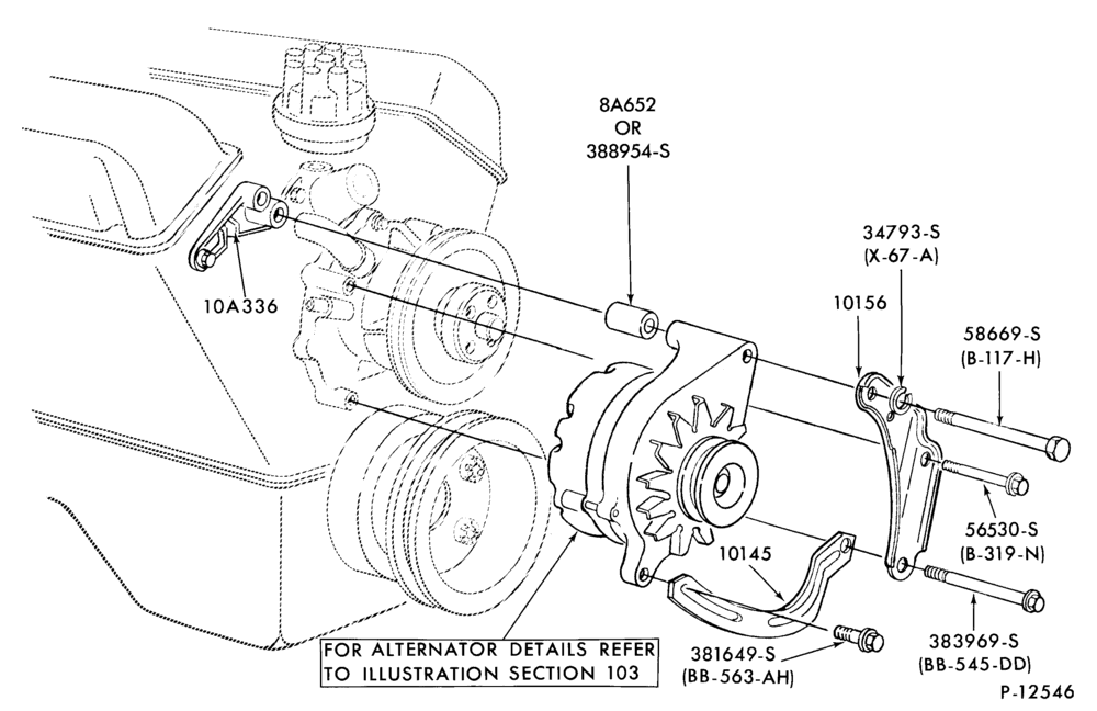 103.1 - DISTRIBUTOR AND IGNITION SYSTEM-Alternator mounting brackets- 8 cyl. 255, 302