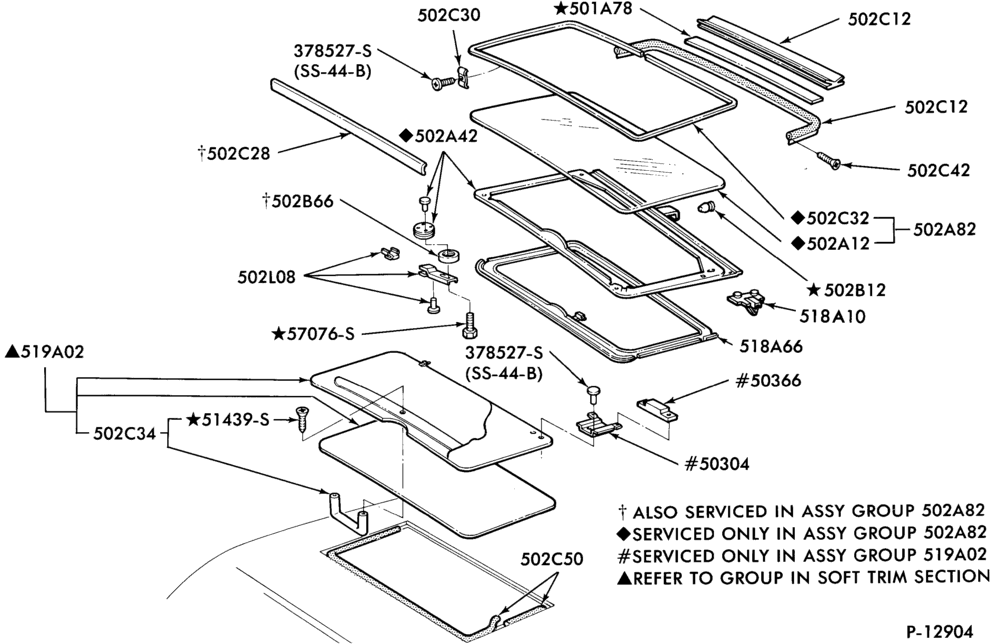 530 - ROOF-Sliding roof and related parts - glass - panel