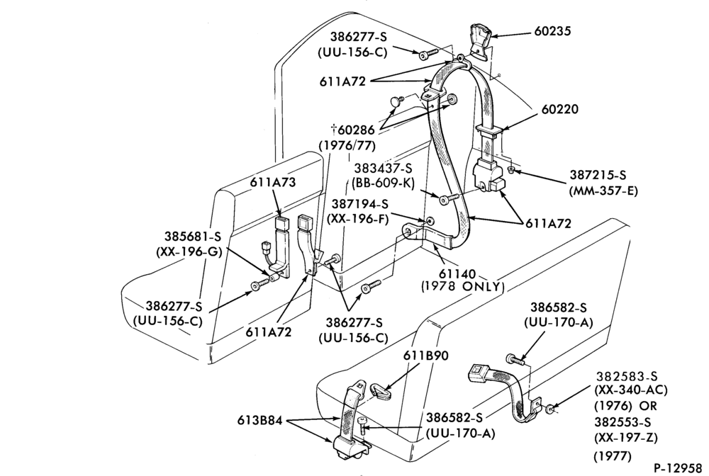 620 - SEATS AND SEAT BELTS-Seat belt and shoulder harness installation - continuous loop