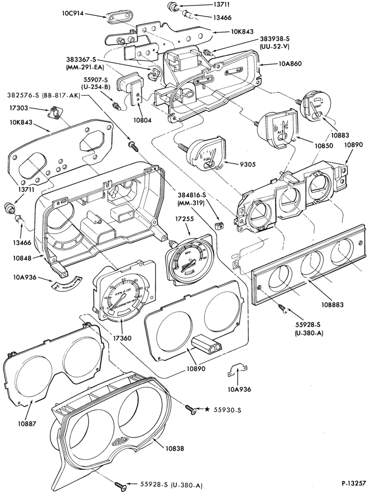 106 - ALTERNATOR, INSTRUMENT CLUSTER, BATTERY-Instrument cluster and related parts - w/tachometer