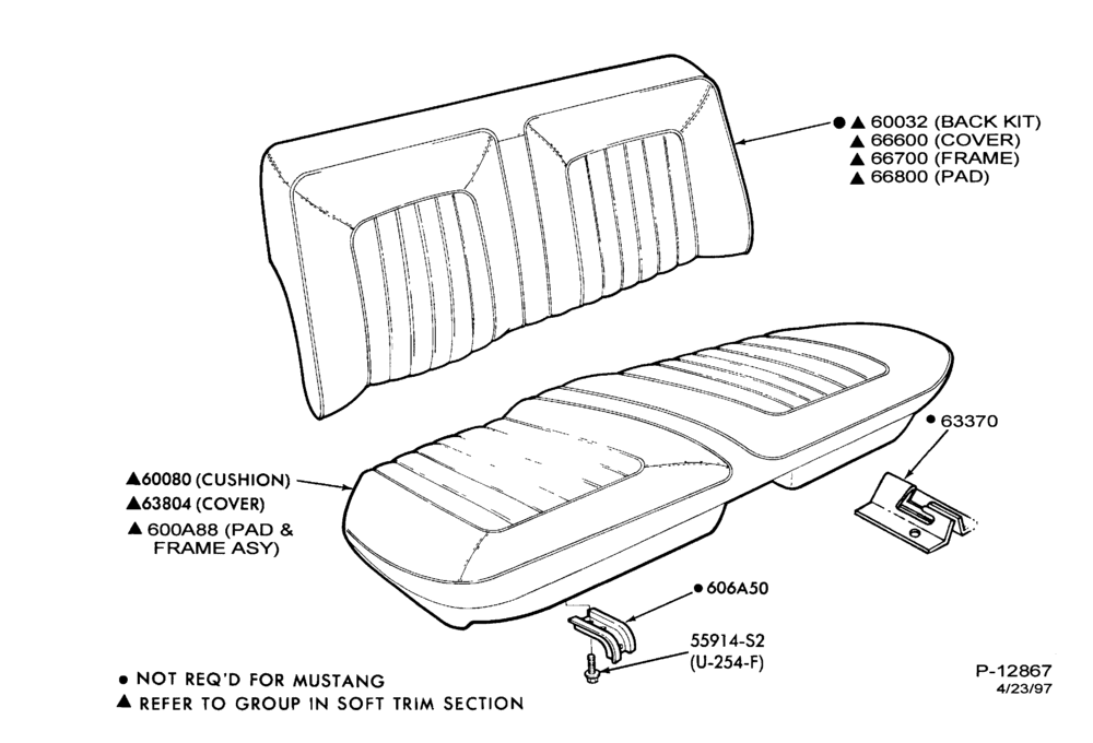 610 - SEATS AND SEAT BELTS-Rear seat parts - w/o center arm rest
