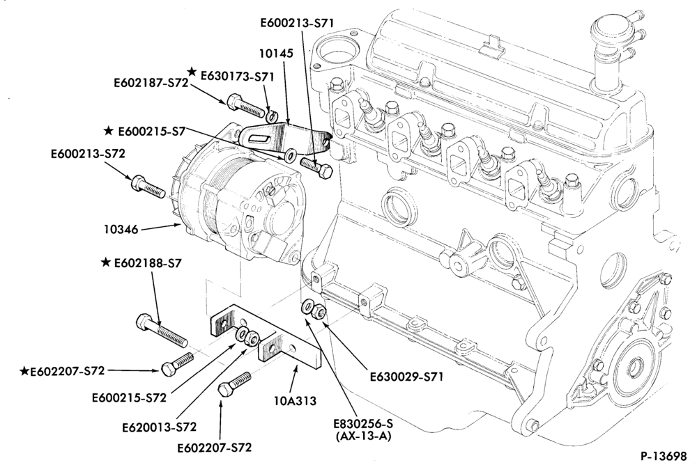 STARTER, IGNITION AND HEADLAMP SWITCHES-Alternator mounting brackets - 4 cyl.