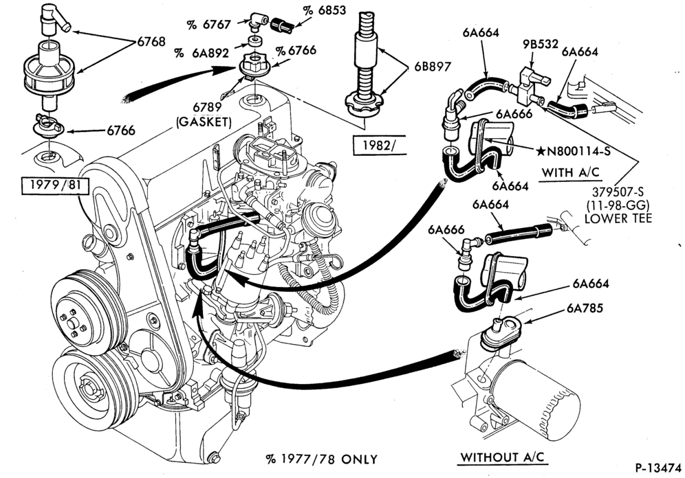 66.1 - 4 CYL. 2.3L (140 C.I.D.)-Crankcase ventilation system
