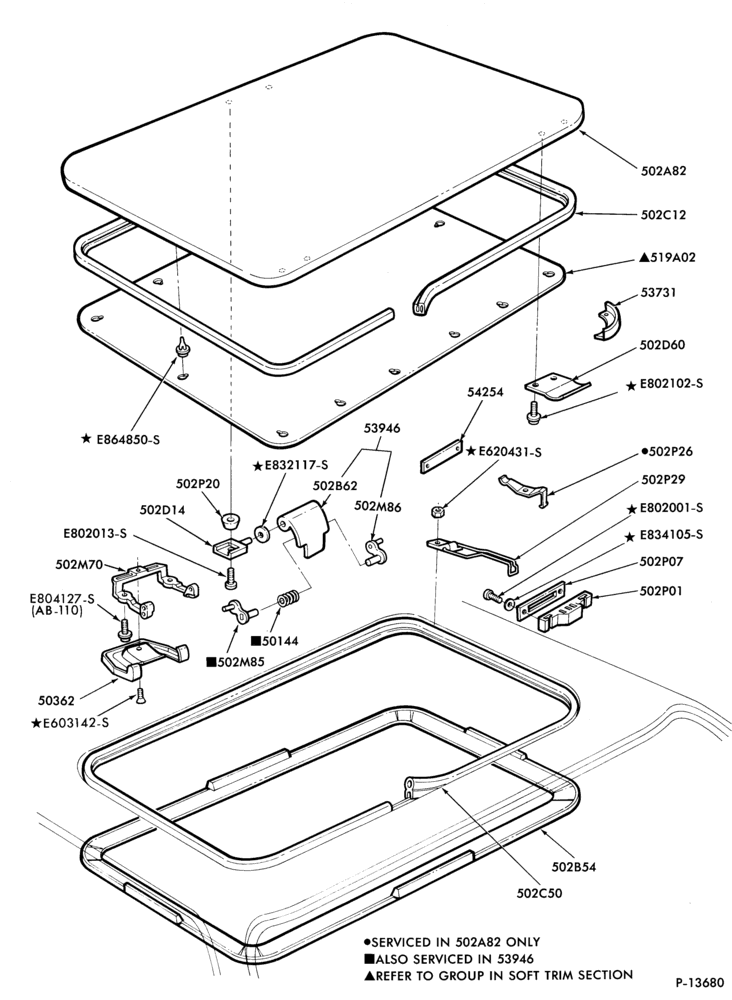 530 - ROOF-Sliding roof and related parts - flip- steel