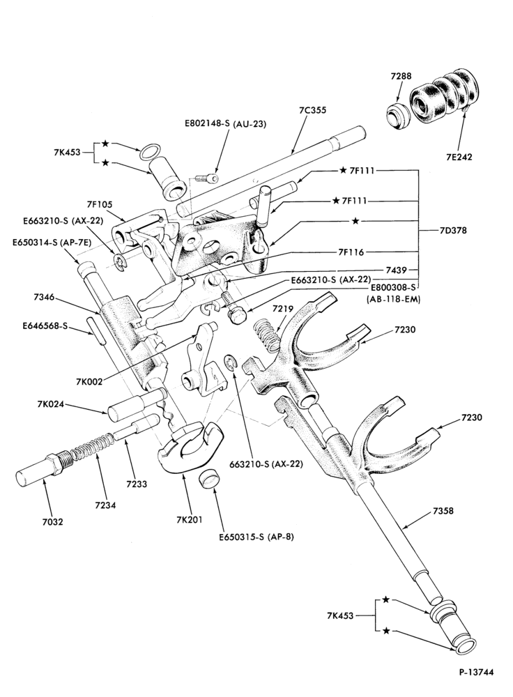 70.4 - INTERNAL PARTS-Transaxle shift forks, pivot shaft and related parts-4/S
