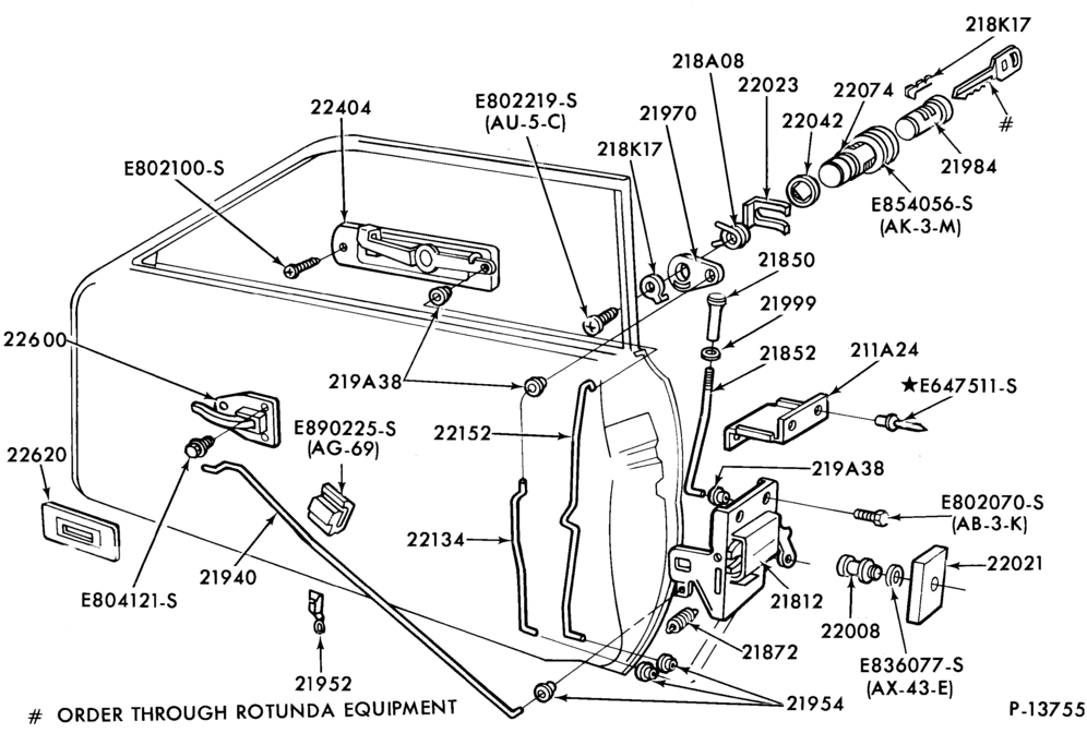 230.1 - BODY SIDES AND QUARTER-Handles and latch parts (front door)
