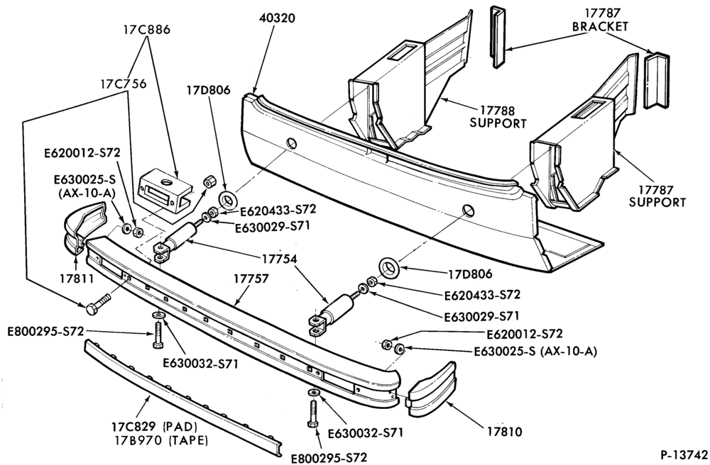 176.1 - SPEEDOMETER, BUMPERS, MIRRORS AND WIPERS-Bumper- rear