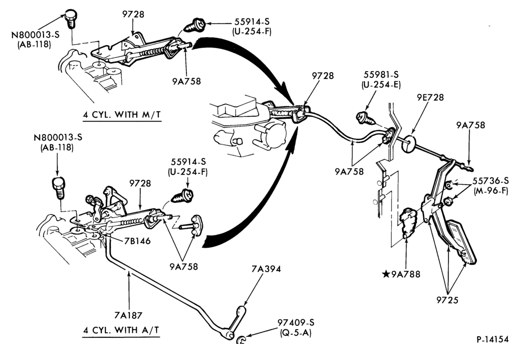 97 - 4 CYL. 2.3L (140 C.I.D.)-Accelerator linkage