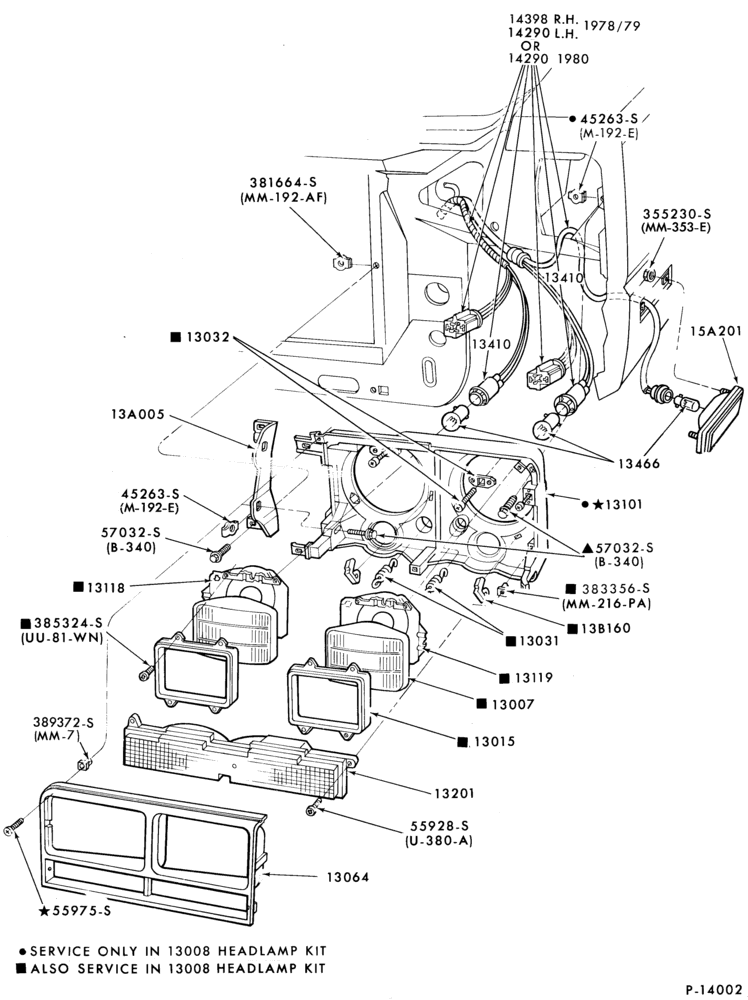 130 - LAMPS-Headlamp, parking and front fender side marker - Zephyr - w/dual headlamps