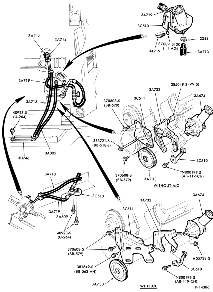 36.3 - STEERING-Pump installation  - 8 cyl. 255