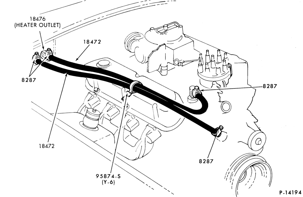 184 - AIR CONDITIONER-Heater and controls - hose installation- 8 cyl.