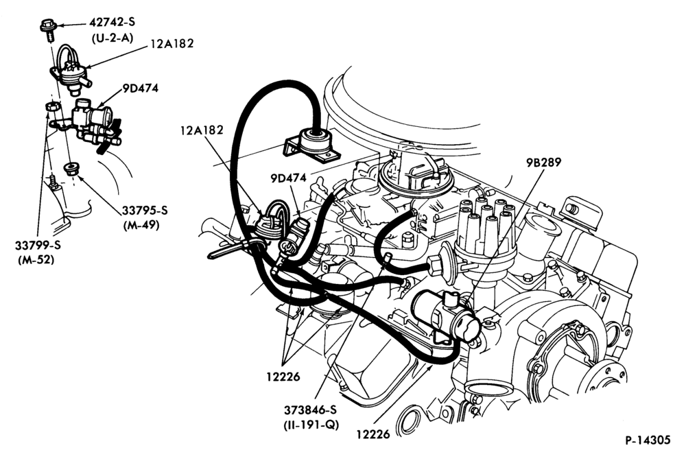 120.2 - DISTRIBUTOR VACUUM HOSE-C-CT-F-L-LNT-LT-LTS800/900-8 cyl. 477 and 534-Calif. only