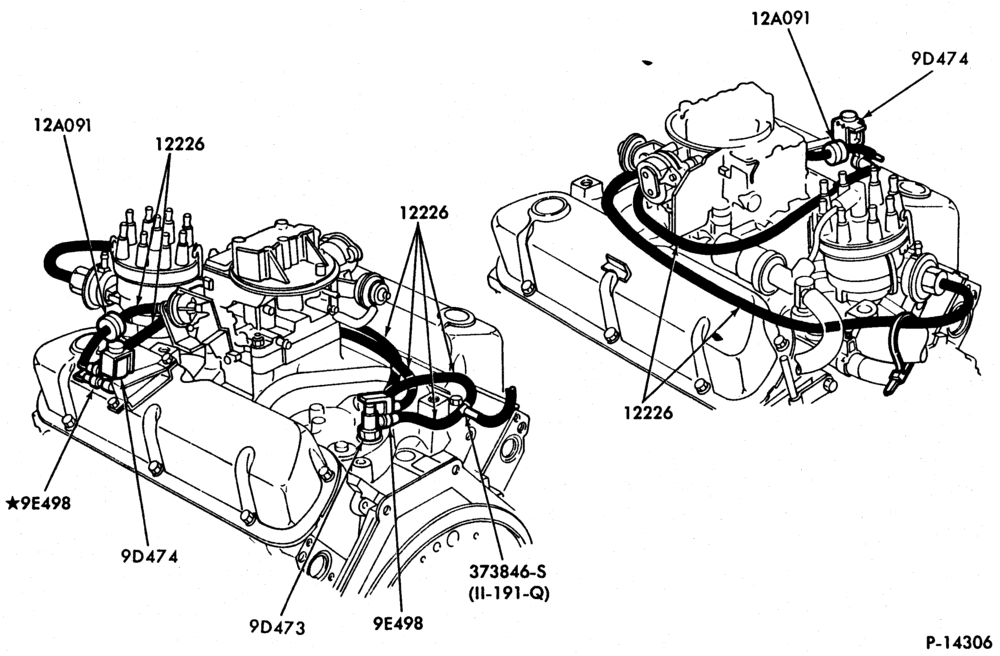 120.2 - DISTRIBUTOR VACUUM HOSES-Distributor vacuum hoses- F100/250-8 cyl. 302 (5.0L)-exc. Calif.