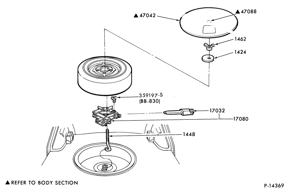 175.1 - SPEEDOMETER, BUMPERS, MIRRORS AND WIPERS-Jack and spare wheel parts